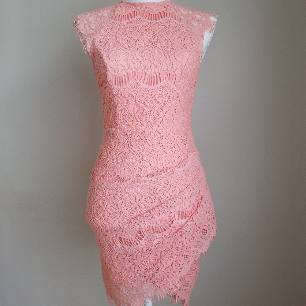 Coral Lace Mini Dress